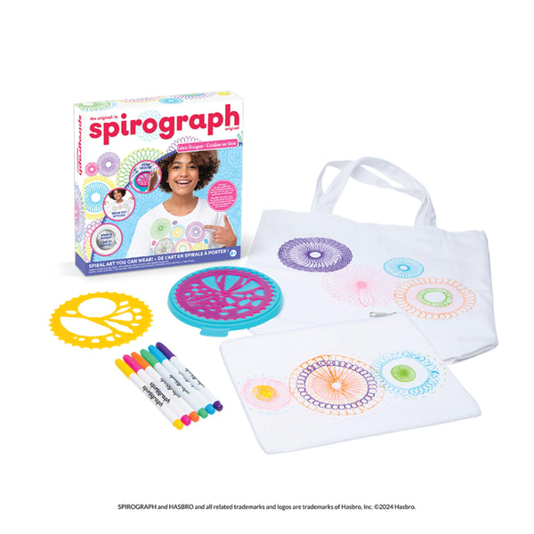 Spirograph Fabric Designer Spiral Art You Can Wear, Kids Toys, Drawing Kit, Classic Gear Design Kit, Fabric Pens, Ages 6+