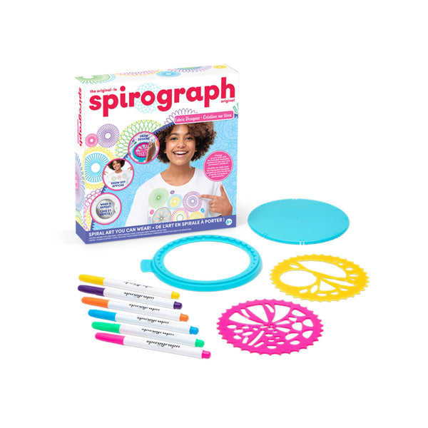 Spirograph Fabric Designer Spiral Art You Can Wear, Kids Toys, Drawing Kit, Classic Gear Design Kit, Fabric Pens, Ages 6+