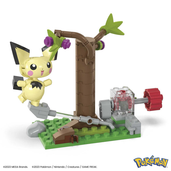 MEGA Pokémon Action Figure Building Toys Set, Pichu's Forest Forage with 84 Pieces, Motion and 1 Poseable and Buildable Character, Ages 6+