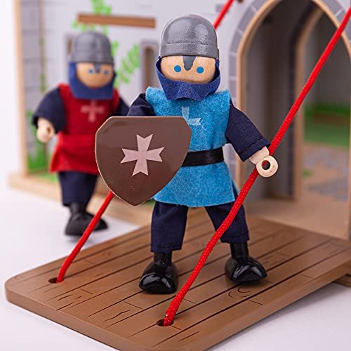 Bigjigs Toys Medieval Wooden Toy Knights - 4 Knights Doll Playsets, Ages 3+
