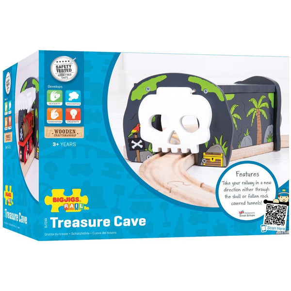 Bigjigs Rail Skull Cave & Tunnel - Wooden Train Set Accessories, Tunnels for Trains & Railway Sets, Classic Kids Toys, Compatible with Other Major Wood Rail Brands, for 3+ Year Olds
