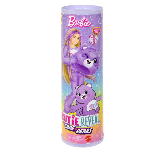 Barbie Cutie Reveal Doll & Accessories, Care Bears Series with Share Bear Plush Costume & 10 Surprises Including Color Change & Mini Bear