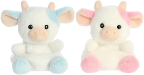 Aurora Palm Pals 5" Plush Bundle - Set of Two! Skyla Blueberry Cow and Belle Strawberry Cow
