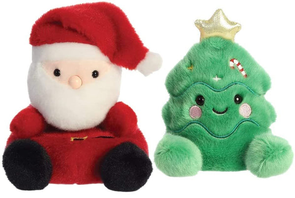 Aurora World Palm Pals 2 Piece Christmas Holiday Plush Bundle, Santa Claus and Jubilee Tree (Santa/Christmas Tree)