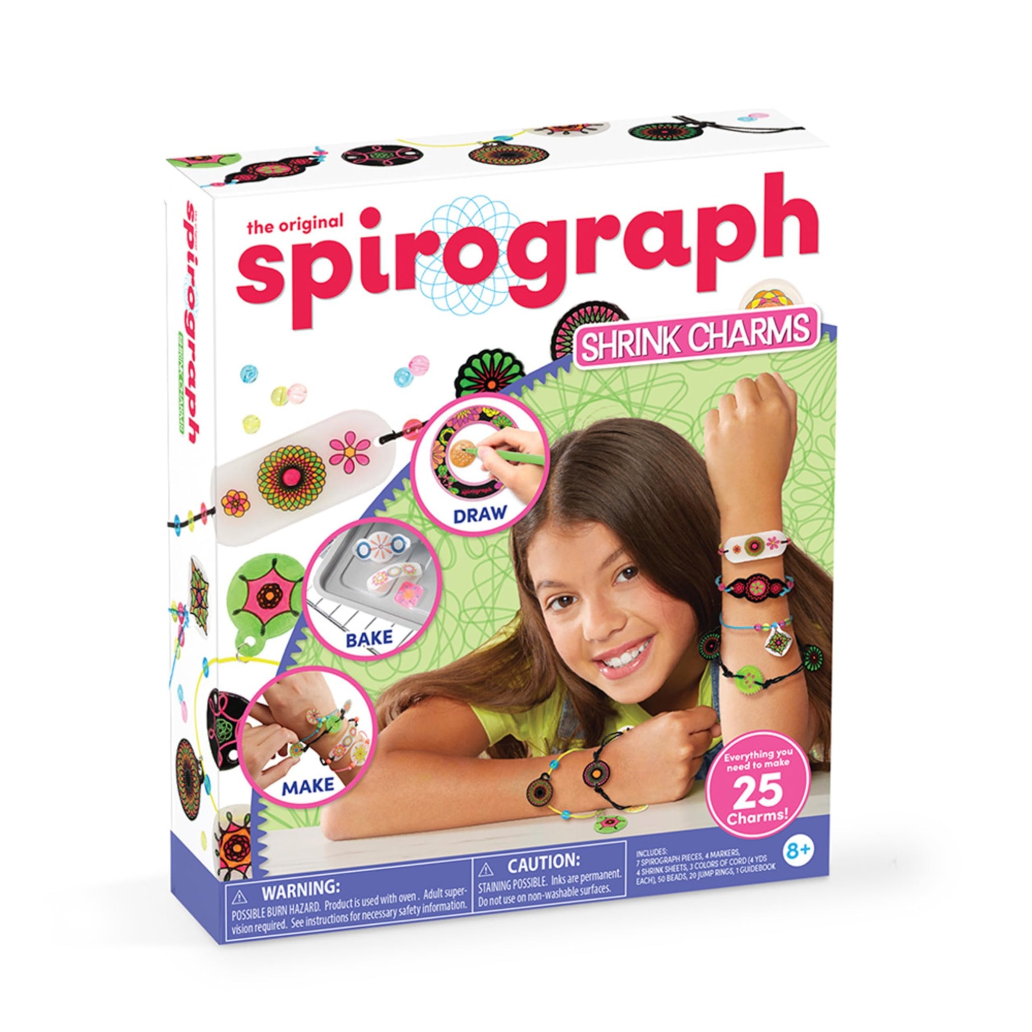 Spirograph Shrink Charms, Friendship Bracelet Kit, Bracelet Making Kit for Girls, Arts and Crafts for Kids, Drawing Kit, Girls Bracelet, for Kids, Ages 8+