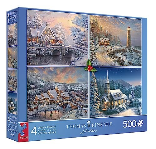 Ceaco - Thomas Kinkade Holiday Collection #5 - 4 in 1 Multipack - (4) 500 Piece Jigsaw Puzzles