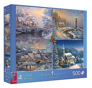 Ceaco - Thomas Kinkade Holiday Collection #5 - 4 in 1 Multipack - (4) 500 Piece Jigsaw Puzzles