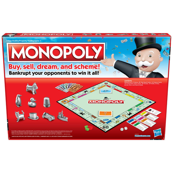 Monopoly Game, Family Board Games for 2 to 6 Players & Kids Ages 8 and Up, Includes 8 Tokens