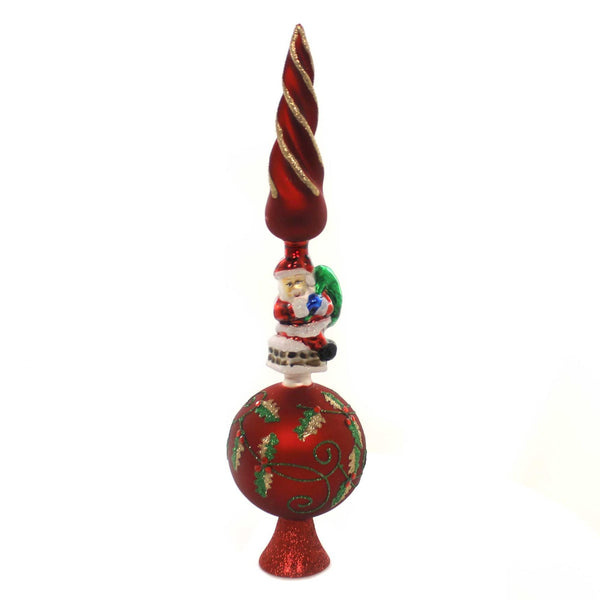 Kurt Adler Glass Santa Claus Design Treetop, 16-Inch