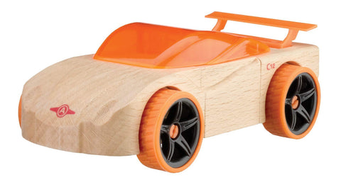 Automoblox Collectible Wood Toy Cars and Trucks - Mini C12 Cipher Sportscar, Orange, 4.75" x 1.75" (Compatible with other Mini and Micro Series Vehicles)