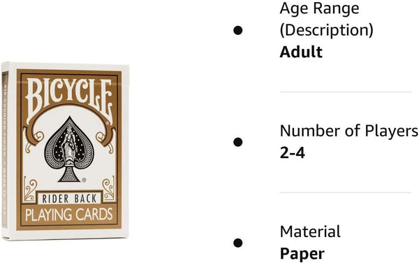 Bicycle Rider Back Gold Playing Cards, Poker Size Standard Index, Classic Deck of Cards for Poker, Blackjack, Family Game Night, Card Games & Magic Tricks