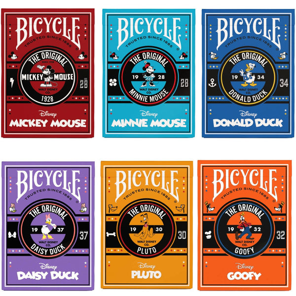 Bicycle Classic Disney Character Sensational 6 Playing Card Deck Bundle Featuring - Mickey & Minnie Mouse, Donald & Daisy Duck, Goofy and Pluto