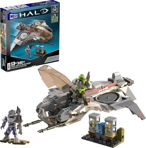 Mega Halo UNSC Arctic Burn Wasp with 342 Pieces and 2 Poseable Figures, Action Figure Building Toy for Collectors