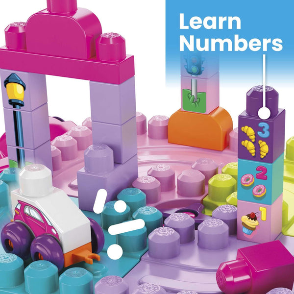 MEGA BLOKS First Builders Toddler Blocks Toy Set, Build ‘n Learn Activity Table with 30 Pieces and Storage, Pink, Ages 1+ Years