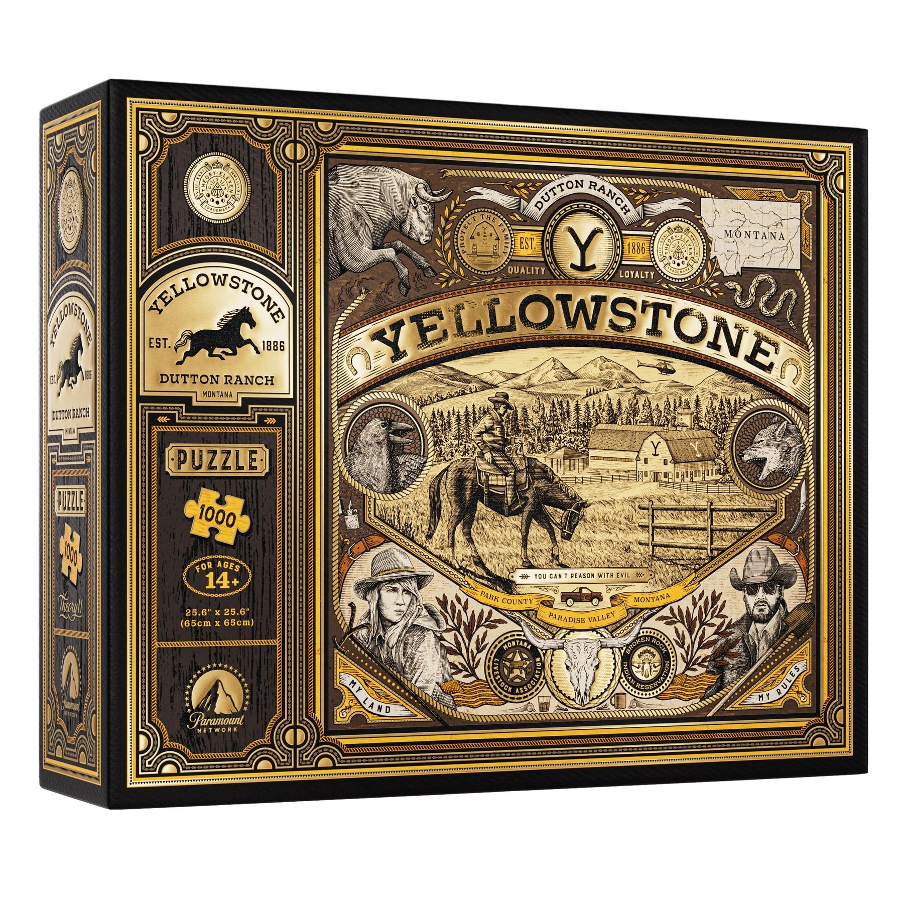 theory11 Yellowstone Jigsaw Puzzle - Dutton Ranch Montana - Officially Licensed 1,000 Piece Intermediate Puzzle for Ages 14+