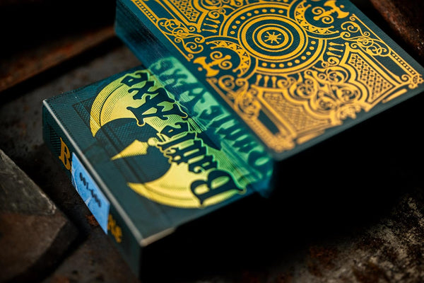 Kings Wild Project Battle Axe Luxury Playing Cards - Special Edition Blue Gilded, Poker Size, Custom Index, Numbered Collectible Deck