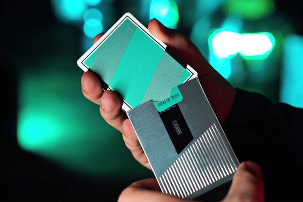 NOC Limited NOC3000X3 (Species X) Playing Cards – Silver/Teal, Premium USPCC Deck, Individually Numbered Collector Edition, GAFF Cards & Marked for Magic & Cardistry