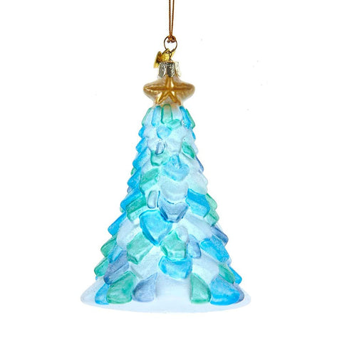 Kurt S. Adler Beach Nautical Themed Glass Ornaments (5" Noble Gems Sea Glass Christmas Tree Ornament NBX0074)