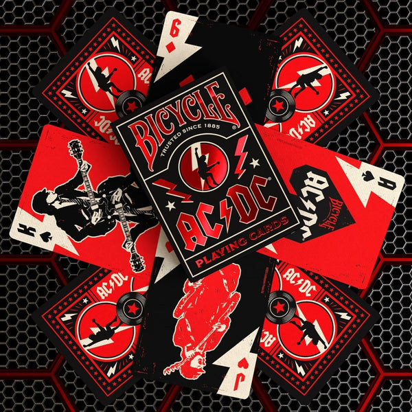 Bicycle ACDC Playing Cards, Features Iconic ACDC Song Titles and Band Designs, Red and Black, 1 Deck