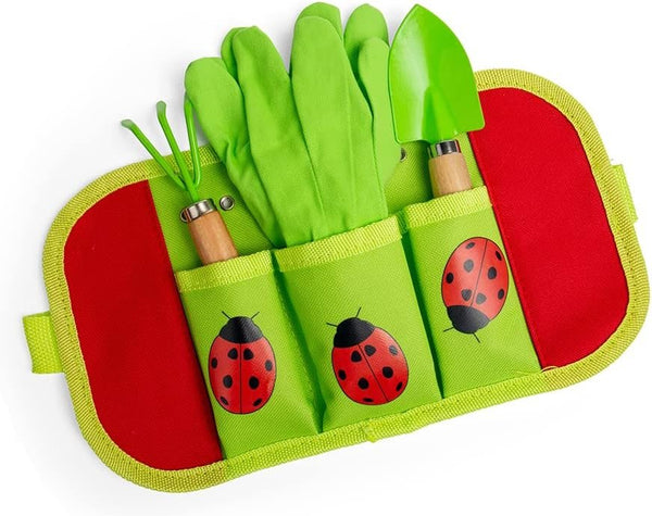 Bigjigs Toys Kids Gardening Set Belt - 4pc Garden Tools Set with Kids Gardening Gloves, Spade & Fork, Quality Outdoor Toys