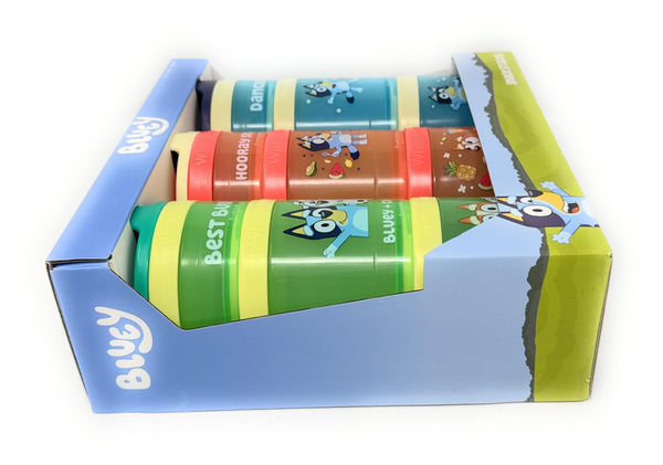 Whiskware Stackable Snack Containers for Kids & Toddlers – 3-Part Portable Snack Stacks with Bluey Design - School & Travel Friendly, BPA-Free Kid Lunch Organizer