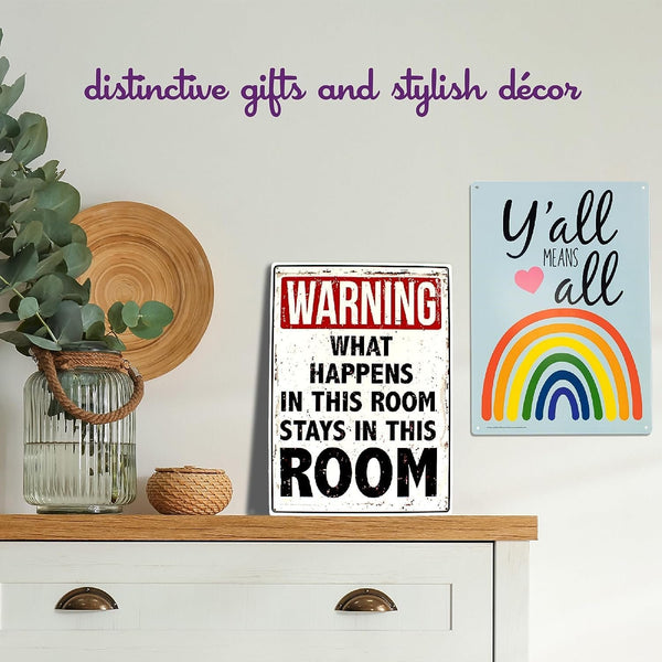 Go Away Floral Background Metal Sign - Easy-to-Hang Wall Decor - Fun Tin Signs for Man Cave - Metal Dorm Room Decorations, Garage Signs, and Man Cave Signs