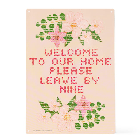 Welcome to Our Home Metal Sign - Easy-to-Hang Wall Decor - Fun Tin Signs for Man Cave - Metal Dorm Room Decorations, Garage Signs, and Man Cave Signs