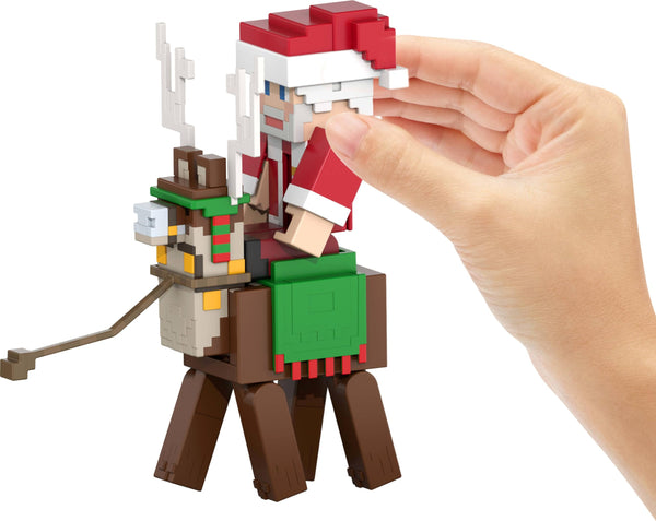 Mattel Minecraft Advent Calendar, 3 3.25-in Scale Action Figures including Santa, 17 Accessories & 4 Stickers, Pixelated Design