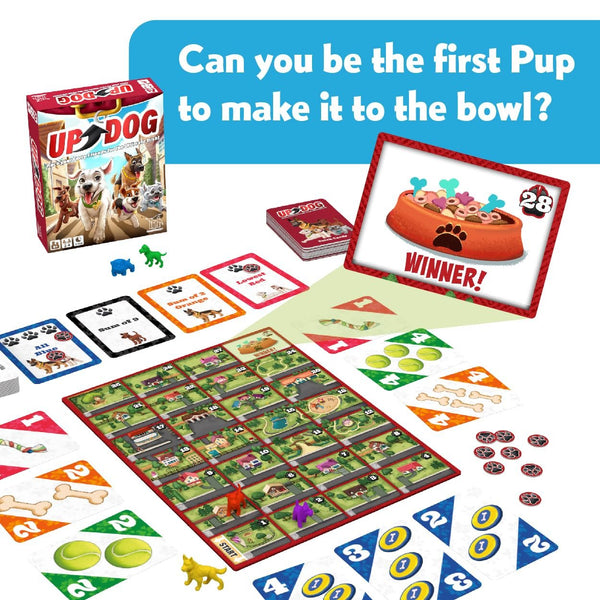 Gamewright - Up Dog - Race Your Furry Friends for The Ultimate Dish! Age 8+, 2-4 Players