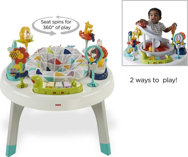 Fisher-Price Baby to Toddler Toy 3-in-1 Sit-to-Stand Activity Center with Playmat plus Music Lights and Spiral Ramp
