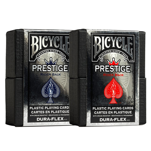 Bicycle Prestige Rider Back Plastic Dura-Flex Playing Cards - Set of 2 Decks, 1 Blue & 1 Red