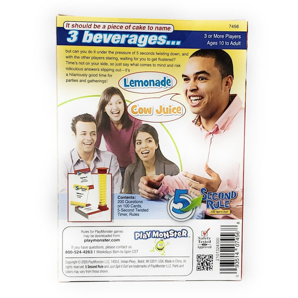 PlayMonster - 5 Second Rule Mini Game - Think Fast and Just Spit It Out! - Family Party Game - 3+ Players Ages 10+