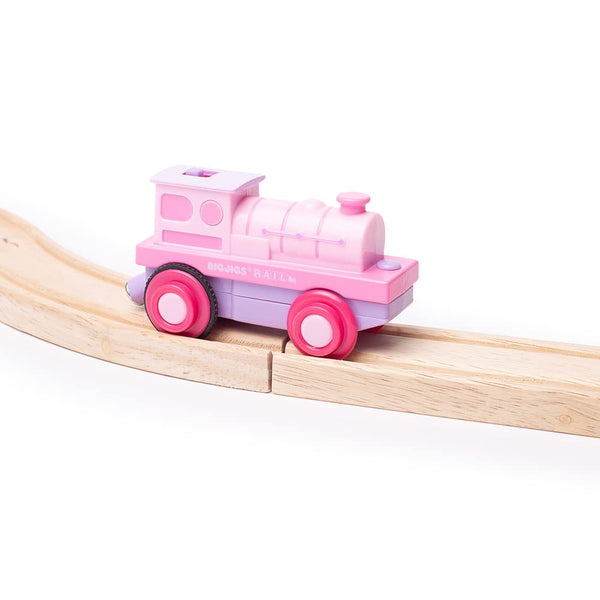Bigjigs Rail Battery Powered Pink Loco Train | Motorised Engine Accessories for Wooden Railway Track Set | Model Toy Gift for 3+ Year Old Kids | Ideal as an Educational Tool for Children
