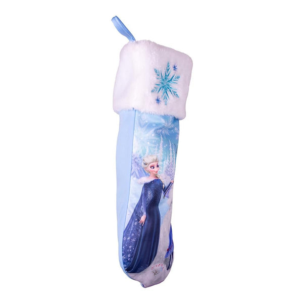 Disney Kurt Adler 19 Inch Frozen Embroidered Cuff Christmas Stocking, Blue