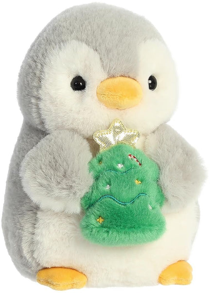 Aurora 8" PomPom Penguin Christmas Plush Bundle – With Stocking (99360) & Christmas Tree (99361), 2-Pack Holiday Collectible Plush Toys