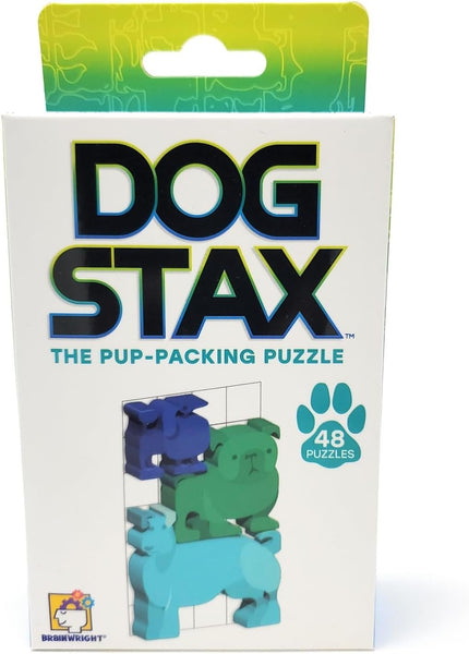 Brainwright Cat STAX The Purrfect Puzzle and Dog STAX The Pup-Packing Puzzle Gift Set (2 Puzzles)