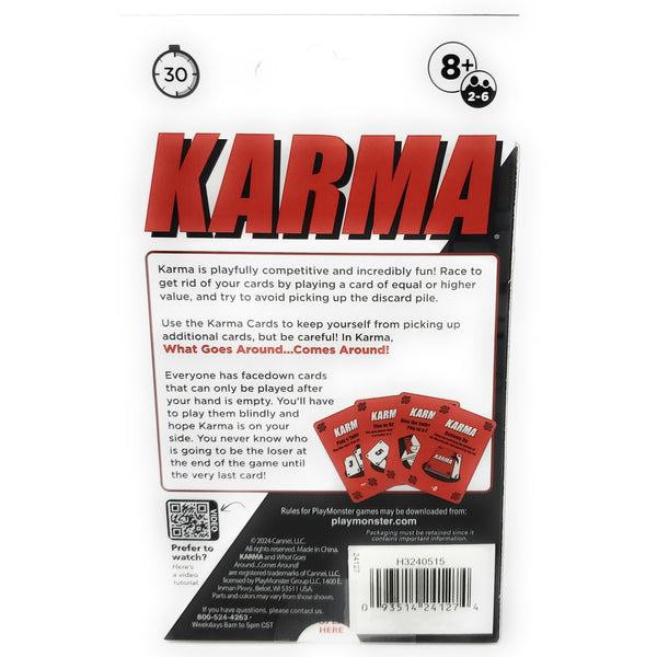PlayMonster Games - Karma Card Game (Vertical Package) - What Goes Around... Comes Around! - A Game of Elimination from the Makers of Five Crowns, 2-6 Players Ages 8+