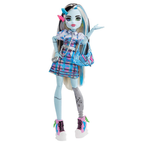 Monster High Frankie Stein Day Out Doll with Accessories, Articulated Poseable Fashion Doll, Frankenstein-Inspired Outfit & Themed Accessories, Ages 4+, HKY73