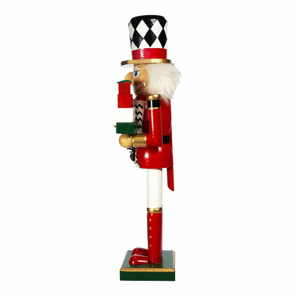Kurt S. Adler 15" Red, White and Black Nutcracker with Gift Box and Wreath