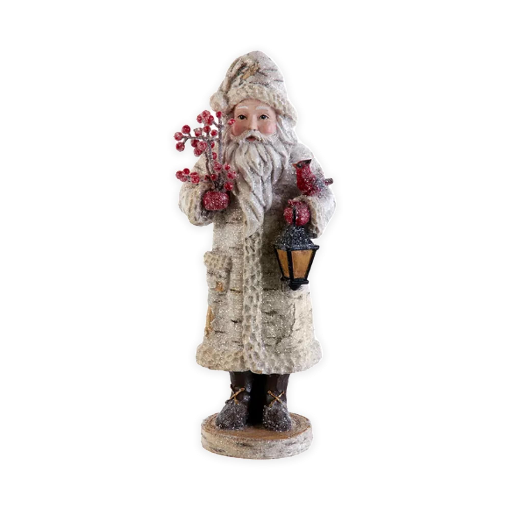 Kurt Adler E0817 Birch Berries Belsnickel Santa Red, White, and Tan 11.25 Inch Resin Christmas Holiday Figurine