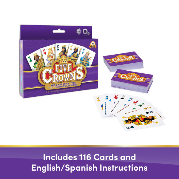 PlayMonster Five Crowns – Card Game for Kids and Adults, Travel and Family Game Night Favorite, The Game isn’t Over Until the Kings Go Wild, 5 Suited Rummy Style Card Game, 1-7 Players, Ages 8+