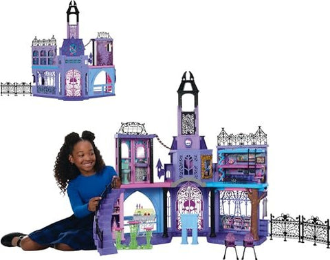 Monster High Doll House, Haunted High School Playset with 7 Play Areas and 35+ Storytelling Pieces Including Furniture and Accessories