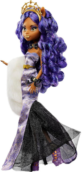 Monster High Howliday Winter Edition Clawdeen Wolf Doll Collectible in Icy Lavender Gown with Furry Boa & Accessories