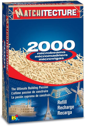 Matchitecture - Microbeam Refill Kit - For Wooden Beam Construction Models - Cut, Glue and Assemble to Create a 3D Design - 2000 Piece, 1+ Players Ages 14+