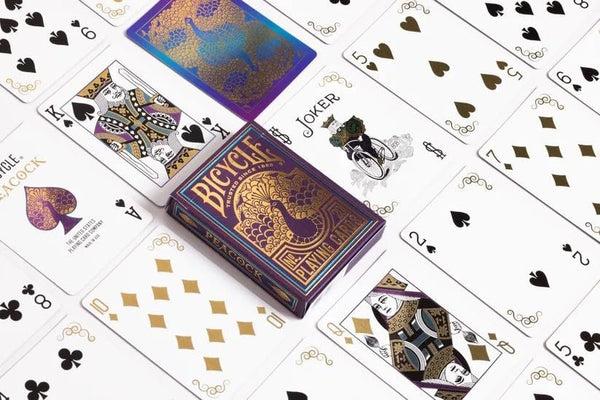 Bicycle Peacock Playing Cards - Purple - Cold Foil Premium Playing Card Deck for Card Games and Magic Tricks - Dazzling Design, Smooth Finish