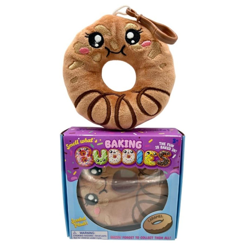 Kalan Baking Buddies Caramel Swirl Donut Scented Plush Bag Clip – Cute Clip-On Keychain, Soft Donut Plushie with Sweet Caramel Aroma – Collectible Accessory for Kids & Teens