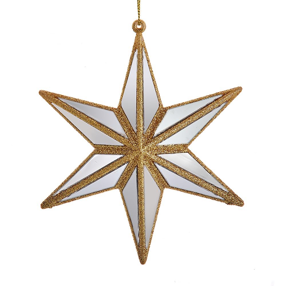 Ivory and Gold Mirrored Star Ornament 5 Inch