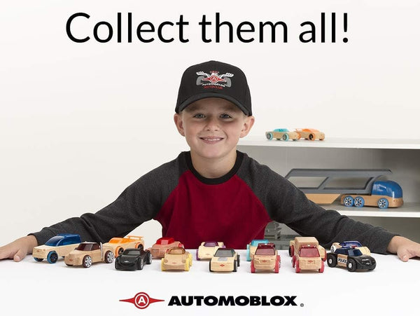 Automoblox Collectible Wood Toy Cars and Trucks - Mini Manta/Fang/Rex 3-Pack - Wooden Mix-and-Match Vehicles Build and Rebuild (Compatible with other Mini and Micro Series Vehicles)