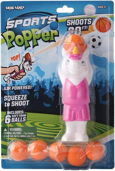 Hog Wild Sports Basketball Unicorn Popper Toy - Shoot Foam Balls Up to 20 Feet - 6 Balls Included - Age 4+