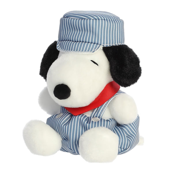 Aurora® Adorable Peanuts® Palm Pals™ Train Engineer Snoopy™ Stuffed Animal - Officially Licensed Toys for All Snoopy Fans - Nostalgic Gift for Adults and Birthday Celebrations - Blue 5 Inches
